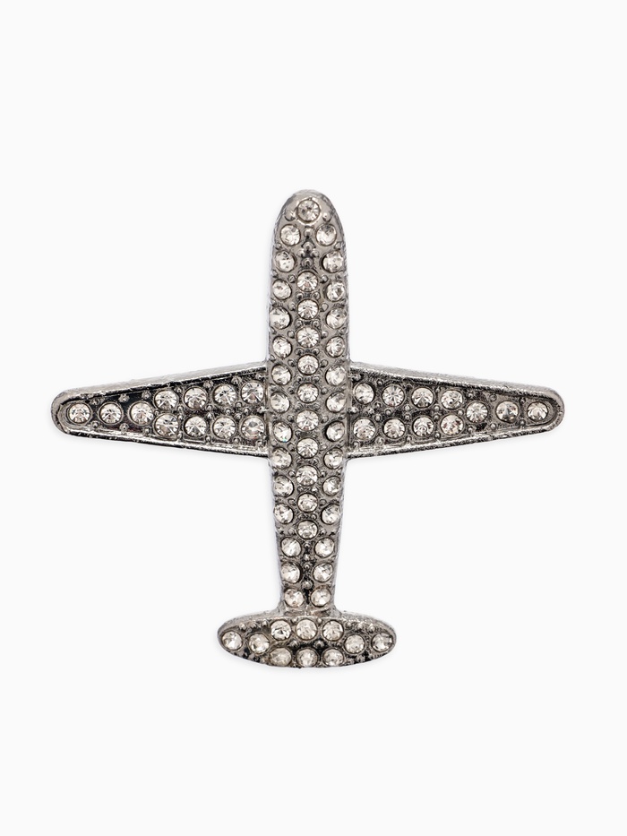 Брошь «Самолёт» туристический, цвет белый в серебре